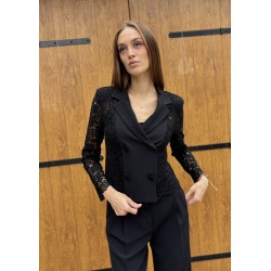 Giacchino pizzo macrame nero