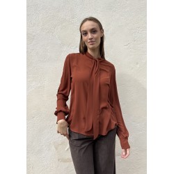 Camicia crepe mano seta tegola